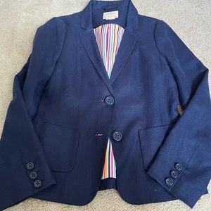 Kate spade, like new linen blazer with striped lining
